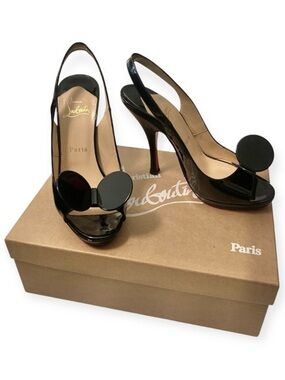 Christian Louboutin Miss Mouse 120 Black Patent Leather High Heels Mickey Siz 37